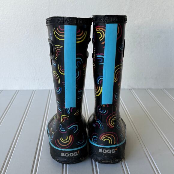 Bogs Kids size 10 Black Rainbow Rain Boots - Picture 3 of 9